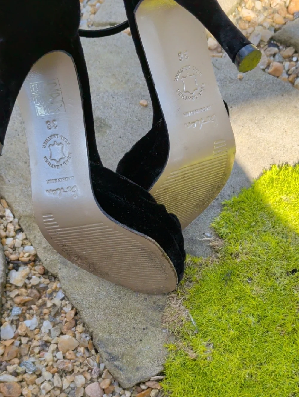 Boden Black Velvet Ankle-Strap Heels